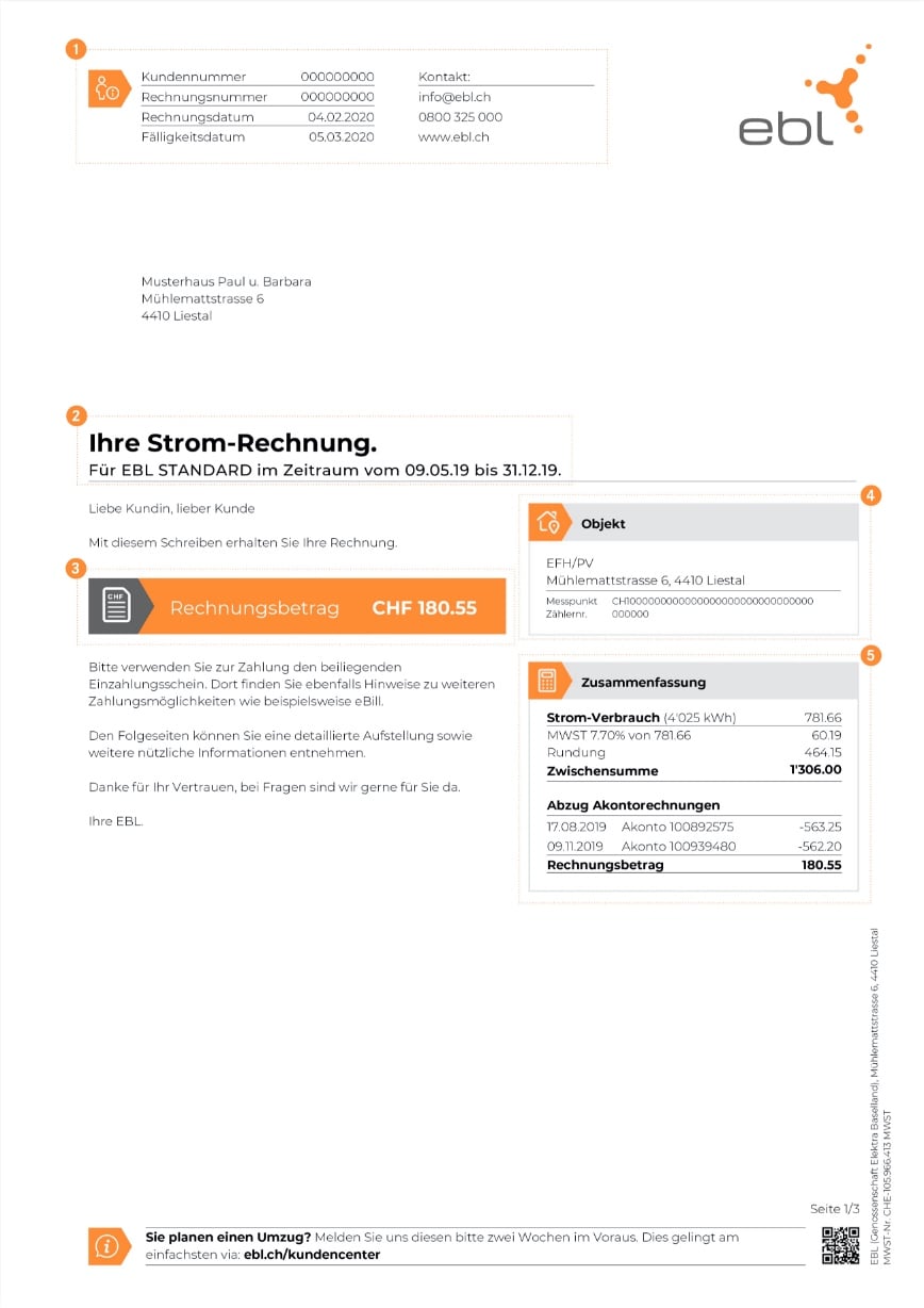Rechnung Frontseite