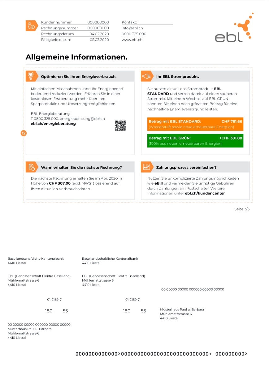 Rechnung Info-Seite