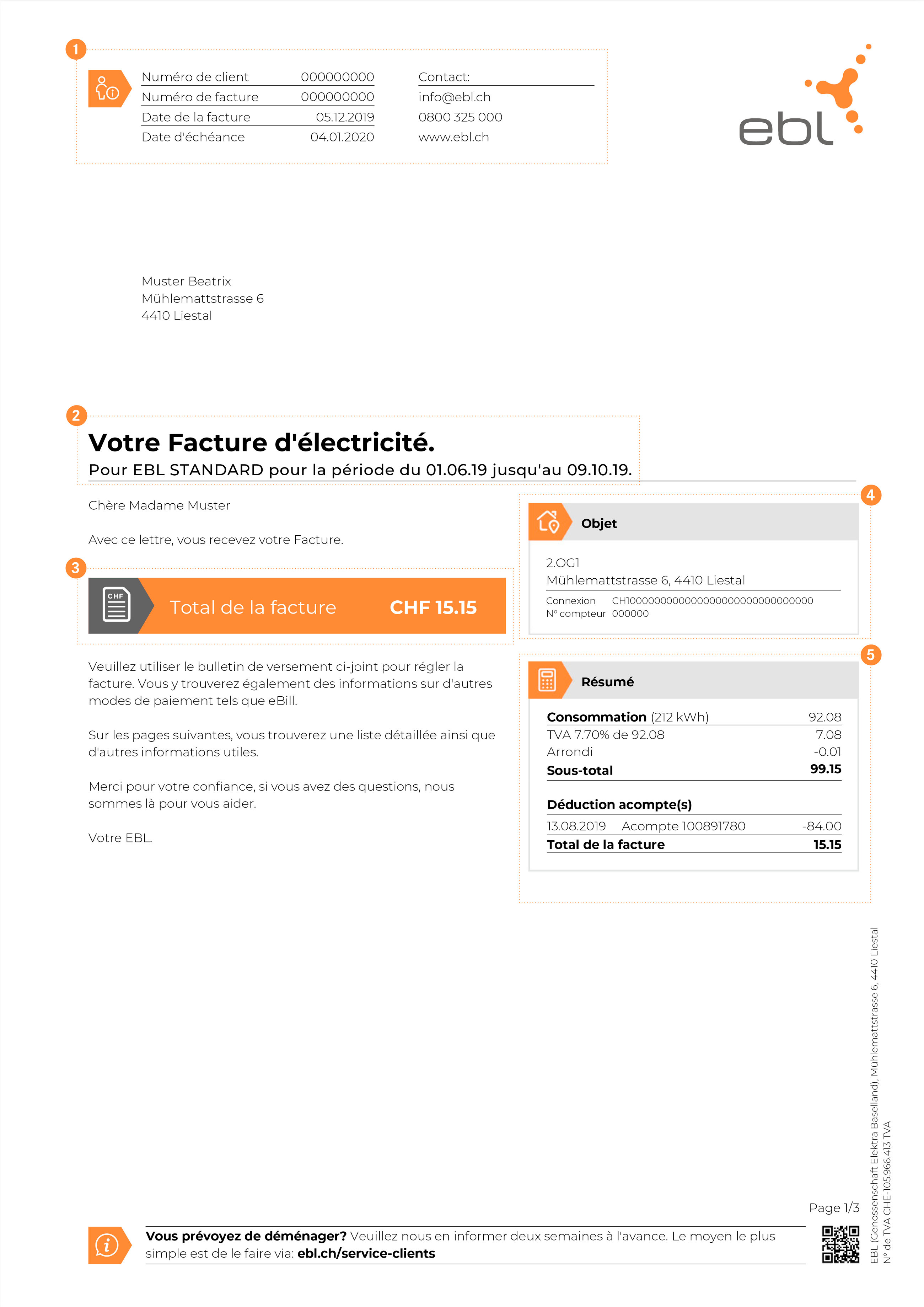 Recto de la facture